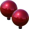 Sunnydaze 10-Inch Gazing Ball for Garden – Glass Gazing Globe with Mirrored Stainless Steel Finish – Red – Set of 2(Red)