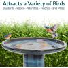Sunnydaze 21″ H Ceramic Bird Bath for Outside – Hand-Painted Outdoor Bird Bath Bowl, UV/Frost-Resistant Finish – Galaxy Blue – Classic Pedestal
