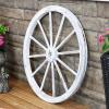 Sunnydaze 29-Inch Decorative Fir Wood Wagon Wheel – Rustic Western Indoor and Outdoor Decor – White(White)