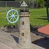 Sunnydaze 35-Inch Outdoor Lighthouse Lamp – Solar Lighthouse Decor with LED Light for Garden, Yard, Patio – Decorative Cobblestone