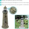 Sunnydaze 35-Inch Outdoor Lighthouse Lamp – Solar Lighthouse Decor with LED Light for Garden, Yard, Patio – Decorative Cobblestone