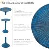 Sunnydaze Art Deco Sunburst Metal Bird Bath with UV-Resistant Finish – Cast Aluminum – Blue Patina – 14-Inch