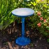 Sunnydaze Art Deco Sunburst Metal Bird Bath with UV-Resistant Finish – Cast Aluminum – Blue Patina – 14-Inch