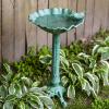 Sunnydaze Autumnal Leaf Metal Bird Bath with UV-Resistant Finish – Cast Aluminum – Green Patina – 11.75″