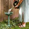Sunnydaze Autumnal Leaf Metal Bird Bath with UV-Resistant Finish – Cast Aluminum – Green Patina – 11.75″