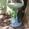 Sunnydaze Brooding Frog on a Stone 22″ H Polyresin Outdoor Bird Bath for Garden