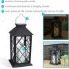 Sunnydaze Concord 11-Inch Solar LED Decorative Candle Lantern – Tabletop/Hanging Light – Set of 2 – Black
