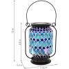 Sunnydaze Cool Blue 8.5-Inch Mosaic Glass Solar LED Lantern – Blue, Green, and Purple Design – Tabletop/Pathway Light