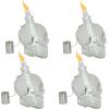 Sunnydaze Grinning Skull Glass Tabletop Torches – Outdoor Patio Lighting – Includes Wicks and Attached Snuffers – Set of 2 Refillable Torches – Clear(Clear)