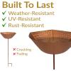 Sunnydaze Hammered Copper Bird Bath for Outside with Stake – UV-Resistant Finish – 34.25″ H
