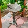 Sunnydaze Ivy and Sage Cast Aluminum Metal Bird Bath with UV-Resistant Finish – Rustic Patina – 12.25″