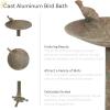 Sunnydaze Ivy and Sage Cast Aluminum Metal Bird Bath with UV-Resistant Finish – Rustic Patina – 12.25″