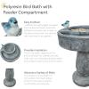 Sunnydaze Resin Bird Bath with Feeder Compartment – Traditional Pedestal Bird Bath – 27″ H – Gray