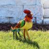 Sunnydaze Romeo The Rooster 16-Inch Rustic Iron Sheet Garden Statue – Includes 2 Ground Stakes