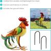 Sunnydaze Romeo The Rooster 16-Inch Rustic Iron Sheet Garden Statue – Includes 2 Ground Stakes