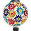 Sunnydaze 10 inch Solar Gazing Ball for Garden – Glass Outdoor Gazing Globe – Midsummer Dahlias – Set of 2(Midsummer Dahlias)
