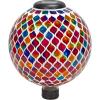 Sunnydaze 10 inch Solar Gazing Ball for Garden – Glass Outdoor Gazing Globe – Midsummer Dahlias – Set of 2(Summer Trellis)