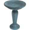 Sunnydaze 20.25” H Concrete Bird Bath for Outdoors – Grecian Column Pedestal Bird Bath with Glass Fiber Reinforced Concrete Construction – Antique White(Patina Green)