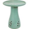 Sunnydaze 21″ H Ceramic Bird Bath for Outside – Hand-Painted Outdoor Bird Bath Bowl, UV/Frost-Resistant Finish – Galaxy Blue – Ribbed Pedestal(Seafoam)