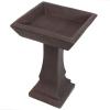 Sunnydaze 23” H Concrete Bird Bath for Outdoors – Simply Square Garden Bird Bath with Glass Fiber Reinforced Concrete Construction – Patina Green(Brown)