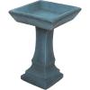 Sunnydaze 23” H Concrete Bird Bath for Outdoors – Simply Square Garden Bird Bath with Glass Fiber Reinforced Concrete Construction – Patina Green(Patina Green)