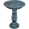Sunnydaze 26” H Concrete Bird Bath for Outside – Façade du Soleil Tall Bird Bath with Glass Fiber Reinforced Concrete Construction – Patina Blue(Patina Green)