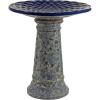 Blue Glazed with Lava Distressed Pedestal