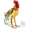 Sunnydaze Romeo The Rooster 16-Inch Rustic Iron Sheet Garden Statue – Includes 2 Ground Stakes