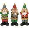 Sunnydaze Three Wise Garden Gnomes – Hear, Speak, and See No Evil Set – Outdoor Lawn Statues