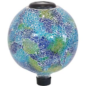 Sunnydaze 10 inch Solar Gazing Ball for Garden – Glass Outdoor Gazing Globe – Midsummer Dahlias – Set of 2(Azul Terra)
