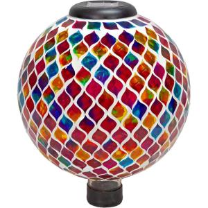 Sunnydaze 10 inch Solar Gazing Ball for Garden – Glass Outdoor Gazing Globe – Midsummer Dahlias – Set of 2(Summer Trellis)