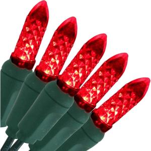Sunnydaze 70-LED Outdoor Christmas Lights – Indoor or Outdoor String Lights – 21-Foot Lighted Length – M6 Faceted Style Bulbs – Red(Red)