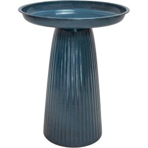 Sunnydaze Gleeful Garden Metal Bird Bath for Outdoors – Large Decorative Iron Birdbath – 23-Inch – Green Glaze(Blue)