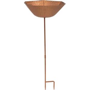 Sunnydaze Hammered Copper Bird Bath for Outside with Stake – UV-Resistant Finish – 34.25″ H