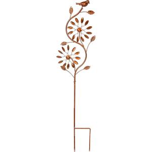 Sunnydaze Whirling Petals Metal Garden Wind Spinner – Spinner Outdoor Decor with 4-Point Step-in Stake – Dual-Wind Motion – 48″ H(Twirling Twigs – 48″)