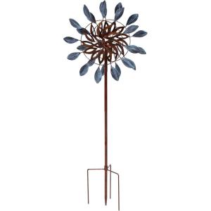 Sunnydaze Whirling Petals Metal Garden Wind Spinner – Spinner Outdoor Decor with 4-Point Step-in Stake – Dual-Wind Motion – 48″ H(Whirling Petals – 48″)