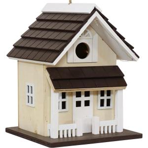 Sunnydaze Wooden Outdoor Bird House – Small Hanging Bird House for Outdoors – Solar LED – Cozy Home – Cream – 9.25 Inch(Cozy Home)