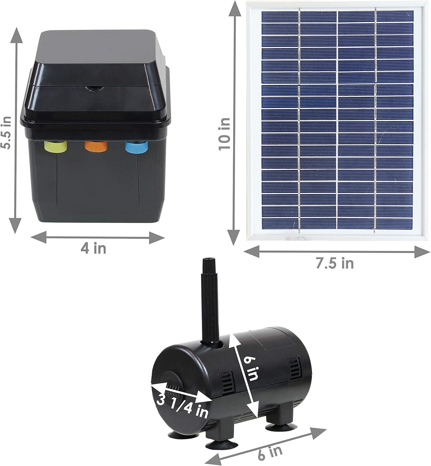 imageSunnydaze 132 GPH Outdoor Solar Pump and Panel Fountain Kit with Battery Pack and LED Light 56Inch Lift