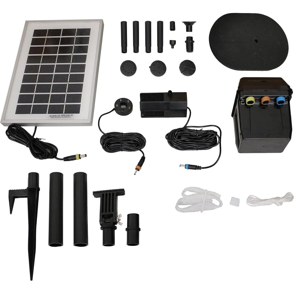imageSunnydaze 66 GPH Submersible Solar Water Pump  36Inch Lift  Solar Panel Kit with Battery Pack and LED Light for Fountains and Bird Baths