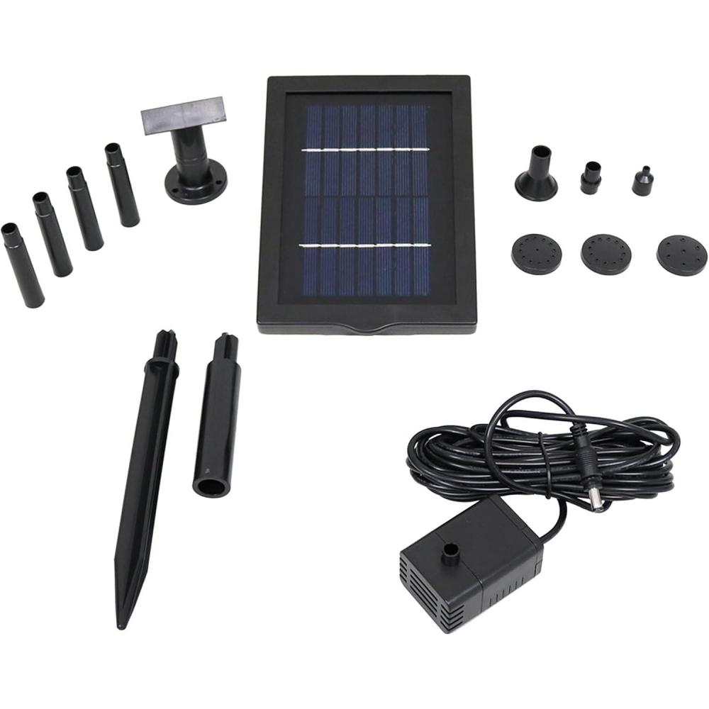 imageSunnydaze Solar Pump and Panel Outdoor Fountain Kit With 5 Spray Heads  24Inch Lift  40 GPH