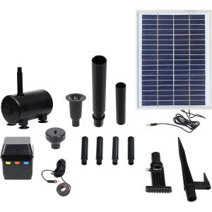 Sunnydaze 132 GPH Outdoor Solar Pump and Panel Fountain Kit with Battery Pack and LED Light – 56-Inch Lift