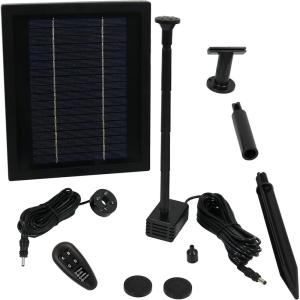 Sunnydaze 65 GPH Solar Pump and Solar Panel Kit with Battery Pack, Remote Control and LED Light – 47-Inch Lift