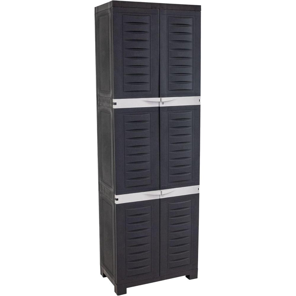 imageSunnydaze Lockable Storage Cabinet  Indoor or Garage Storage Cabinet with 3 Adjustable Shelves  575quot H  Garage Office Home Laundry Room  CharcoalShadow
