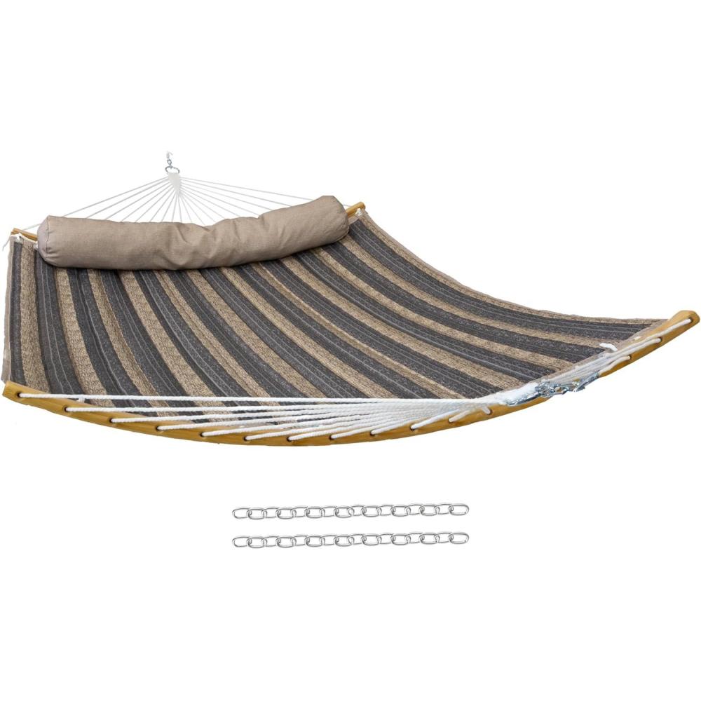 imageSunnydaze Outdoor Hammock with Spreader Bar  450Pound Capacity Curved Spreader Bar Hammock  MountainsideMountainside