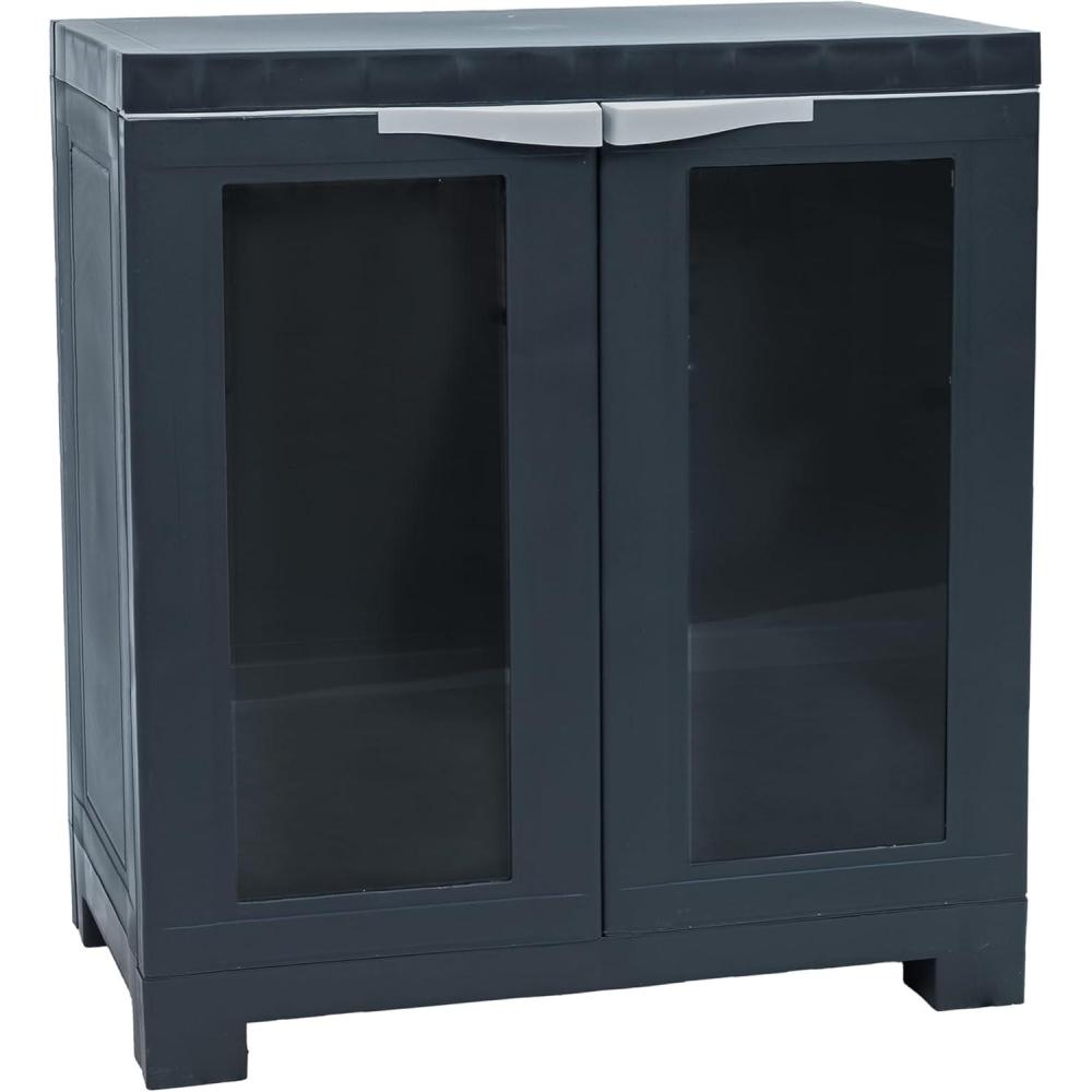 imageSunnydaze Storage Cabinet  Plastic Storage Cabinet  4875quot H  Garage Office Home Laundry Room2Window  255 H