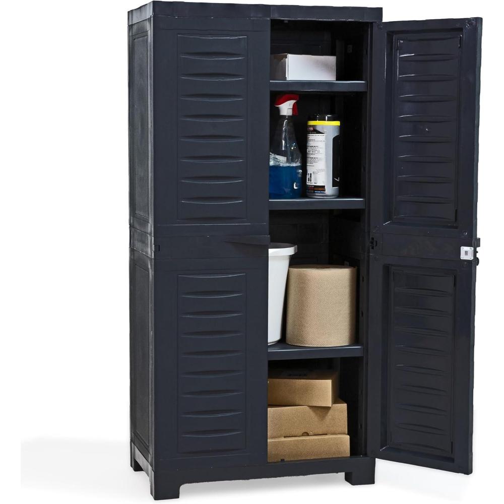 imageSunnydaze Storage Cabinet  Plastic Storage Cabinet  4875quot H  Garage Office Home Laundry RoomNo Window  4875 H
