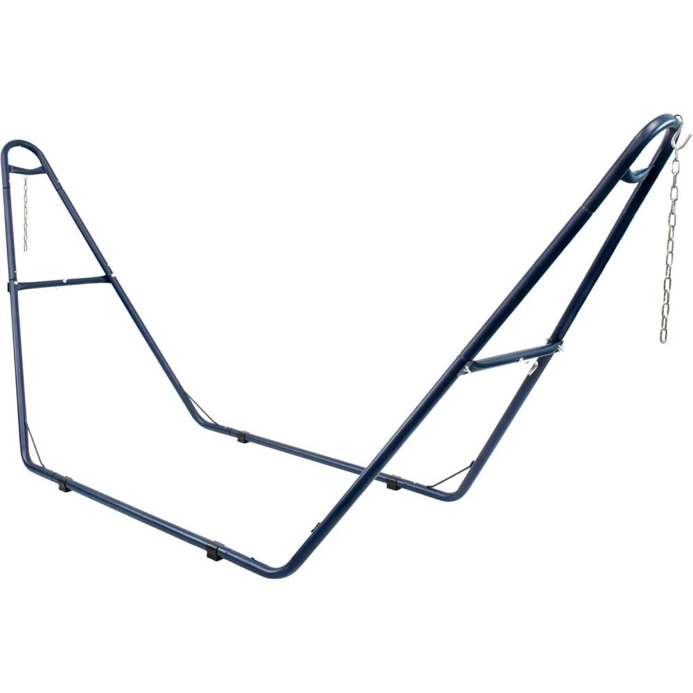 imageSunnydaze Universal Double Hammock Stand Only 550Pound Capacity HeavyDuty Hammock Stand for Outside Fits 9 to 14 Foot Hammocks BlackBlue
