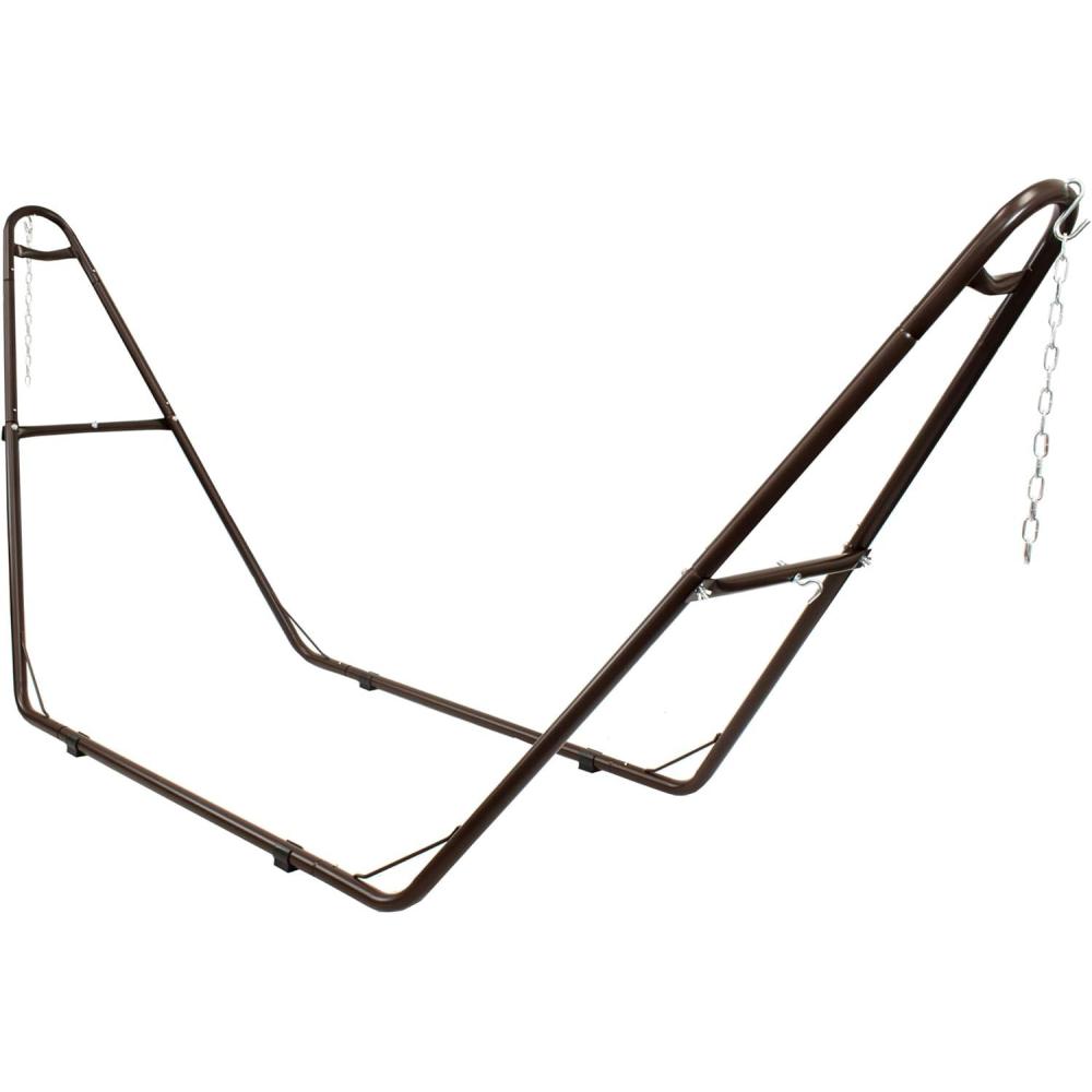 imageSunnydaze Universal Double Hammock Stand Only 550Pound Capacity HeavyDuty Hammock Stand for Outside Fits 9 to 14 Foot Hammocks BlackBronze