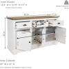 Sunnydaze 32-Inch Solid Pine Sideboard Cabinet with 3 Drawers and 3 Doors – Adjustable Shelf – Zinc Alloy Hardware – White(White)