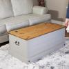 Sunnydaze 9.5-Inch W Solid Pine Storage Chest – Zinc Alloy Handles and Hinges – 47-Gallon Storage Capacity – Gray(Gray)